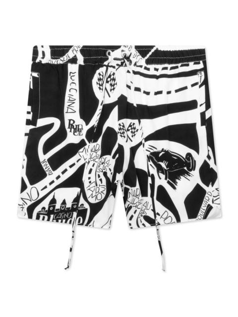 Rhude STRADA SILK SHORT - BLACK/WHITE