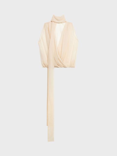 Blumarine GEORGETTE WRAP TOP WITH PUSSY-BOW