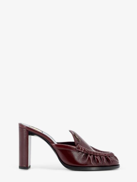 SAINT LAURENT Saint Laurent Le Loafer Leather Sandals With Metal Cassandre Logo