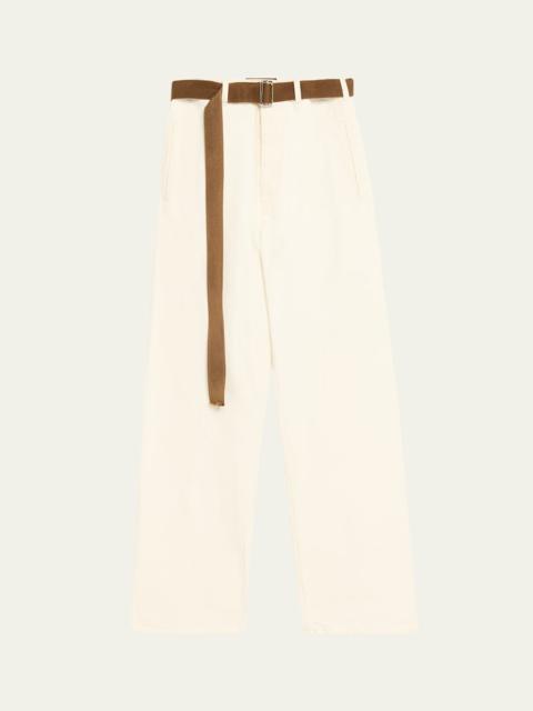 Plan C Belted Straight-Leg Denim Trousers