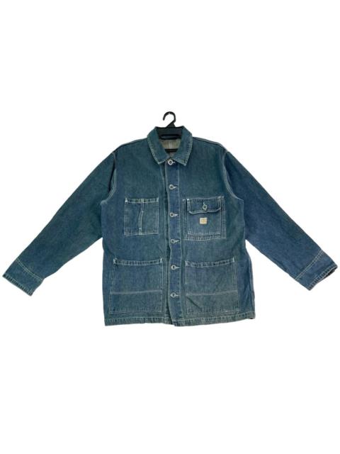 Other Designers Vintage - Vtg 90s rare DKNY denim chore workwear jacket button up