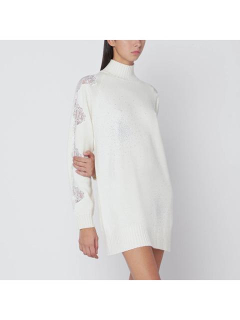 Other Designers Giuseppe Di Morabito White Turtleneck Dress In Wool Women