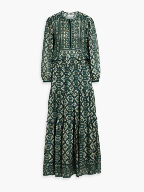 Isabel Marant Mafezia tiered printed silk-jacquard maxi dress
