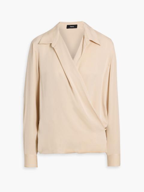 Theory Wrap-effect silk crepe de chine blouse