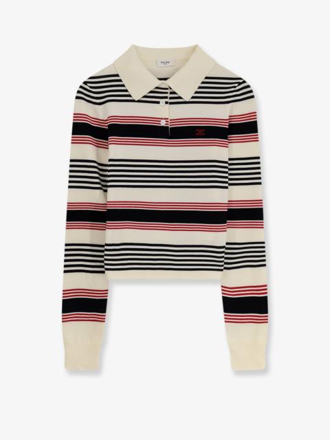 CELINE Celine Striped Cotton Polo Sweater