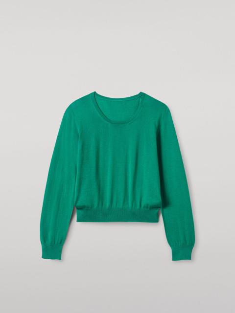 Johnstons of Elgin Ella Bright Green Superfine Cashmere Scoop Neck Jumper