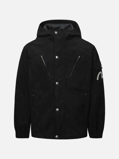 EVISU ALLOVER DEBOSS LOGO AND SEAGULL EMBROIDERY LOOSE FIT HOODED CORDUROY JACKET