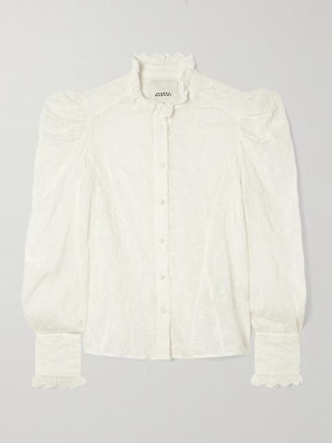 Isabel Marant Zorica Ruffled Embroidered Cotton And Silk-blend Voile Blouse