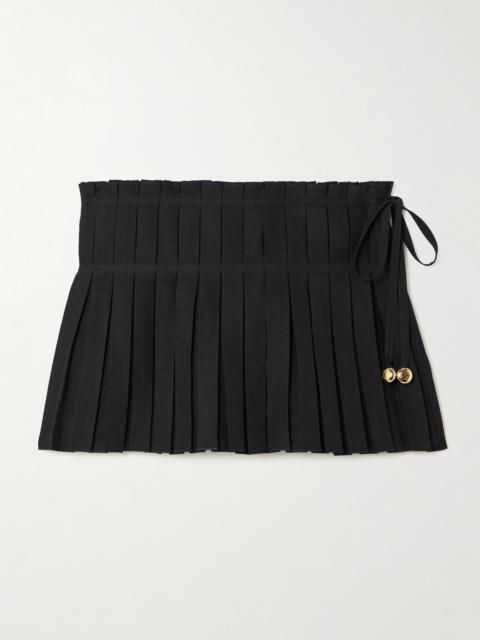 Loewe + Paula's Ibiza Embellished Pleated Woven Skort