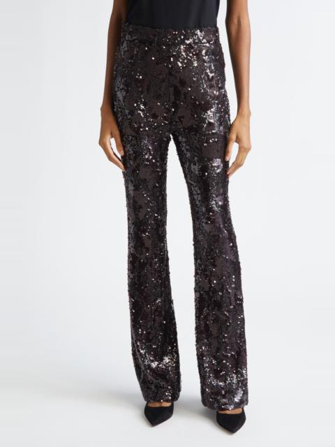 VERONICA BEARD Veronica Beard Collier Sequin Skinny Flare Leg Pants in Dark Currant at Nordstrom
