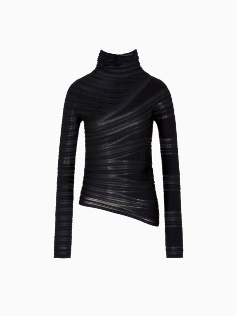 GIORGIO ARMANI VISCOSE AND VIRGIN WOOL MOCK-NECK JUMPER