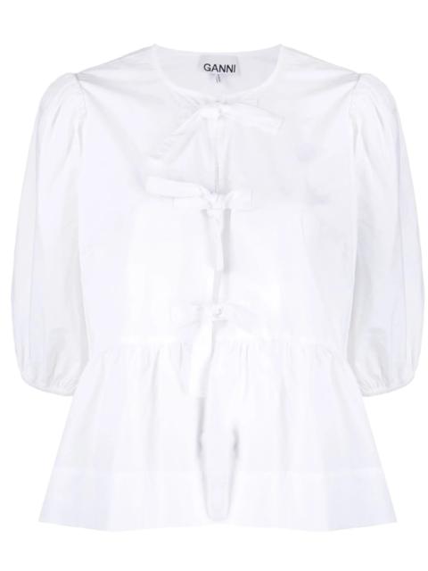 GANNI organic-cotton peplum blouse