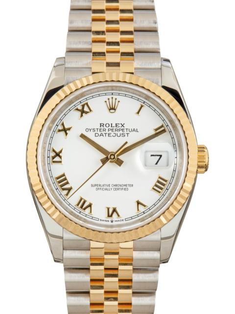 ROLEX Pre-owned Rolex Datejust 36 Ref 126233 White Roman Dial
