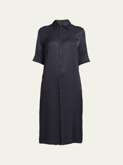 Jil Sander Short-Sleeve Collared Matte Fluid Tunic Shirt