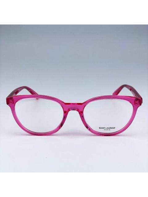SAINT LAURENT SALE! NEW Saint Laurent SL589 004 Transparent Fuchsia Pink Oval Women Eyeglasse