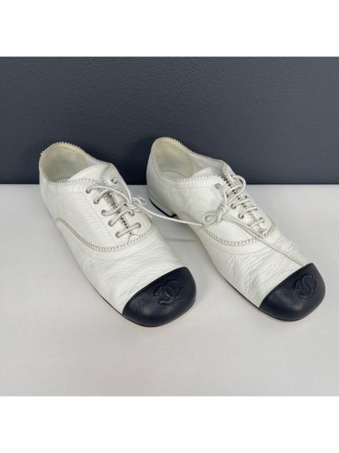 CHANEL Chanel Black and White Leather Shoes