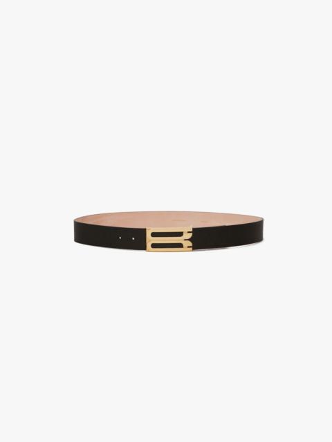 Victoria Beckham Jumbo Frame Belt In Black Grained Leather