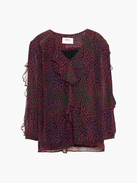 ba&sh Genn ruffled printed crepon blouse