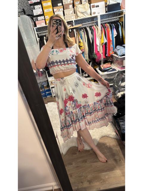 Other Designers Spell Style Ruffle Boho Skirt + Crop Top Set