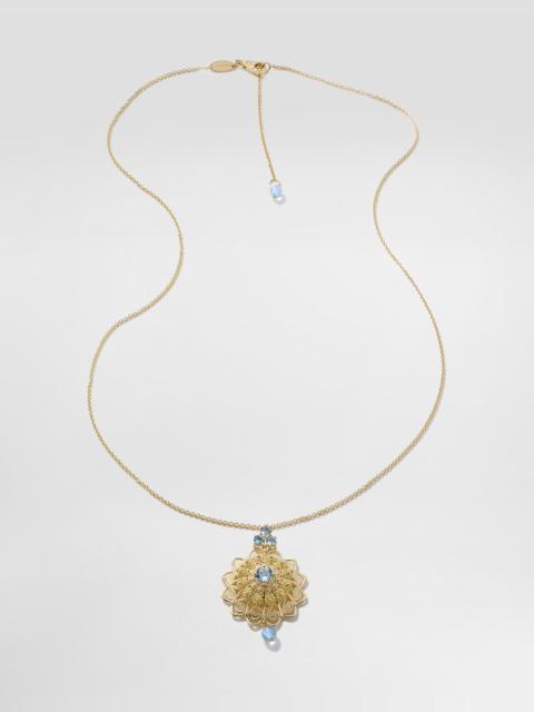 Dolce & Gabbana Filigree Necklace 18-carat yellow gold and aquamarines