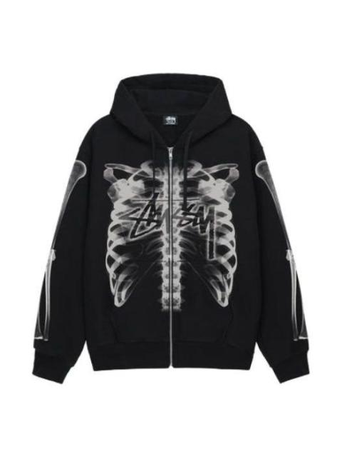 Stussy Rib Cage Zip Hoodie 'Black White' 1974948