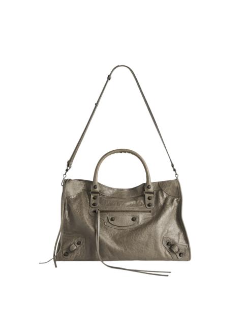 BALENCIAGA BALENCIAGA Le City Medium Army Green Leather Handbag