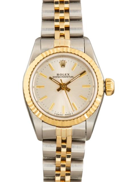 ROLEX Vintage Two Tone Rolex Oyster Perpetual Ref 67193 Silver Dial
