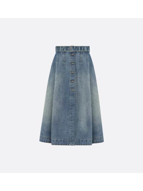 Dior Dior Belted Midi Skirt In Denim