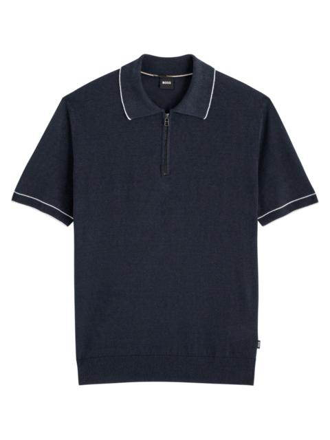 BOSS Boss Knitted Linen-blend Polo Shirt