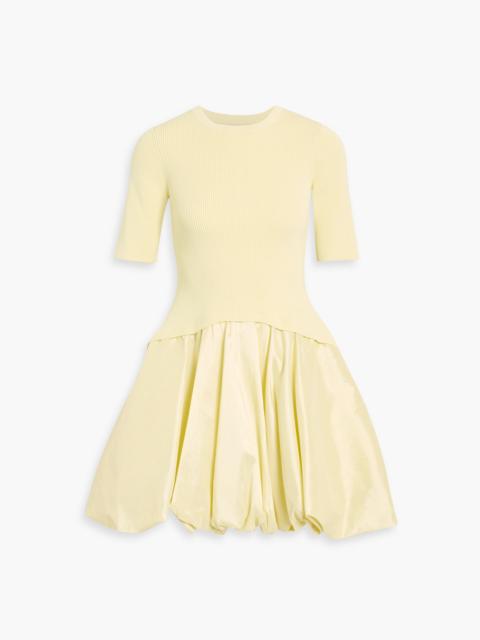 SIMKHAI Kenny ribbed-knit and taffeta mini dress