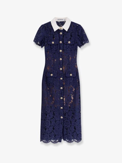 self-portrait Self Portrait Lace Midi Dress With Jewel Button