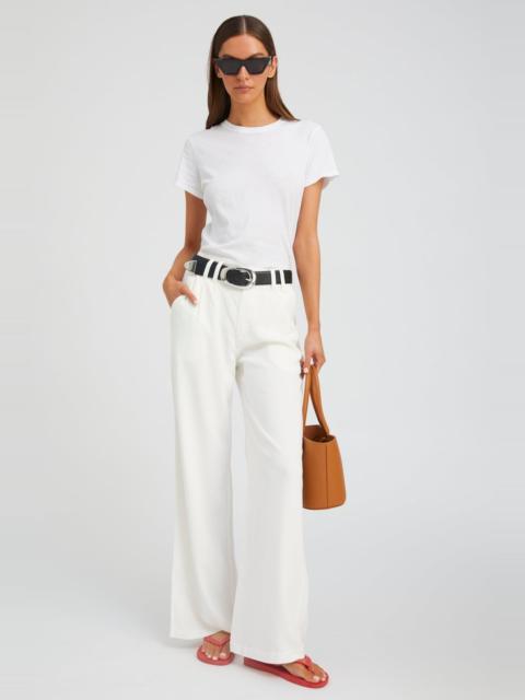 SPRWMN WHITE CREPE PLEATED TROUSERS