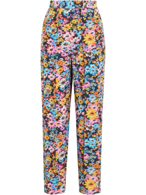 Stella McCartney Pleated floral-print silk crepe de chine tapered pants