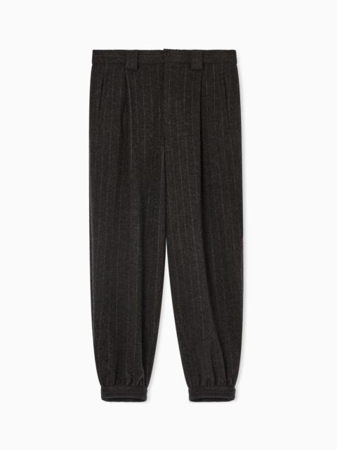 GIORGIO ARMANI SINGLE-PLEAT TROUSERS IN PINSTRIPED CASHMERE AND WOOL CLOTH
