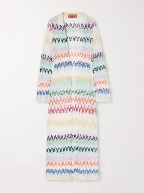 Missoni Striped Metallic Crochet-knit Cardigan