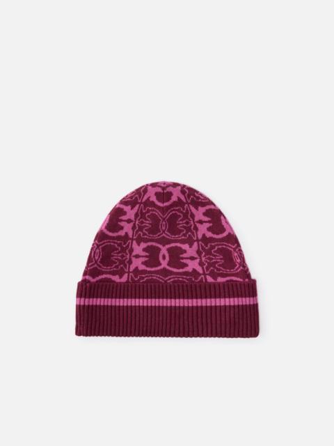 PINKO BEANIE WITH JACQUARD LOGO DETAIL