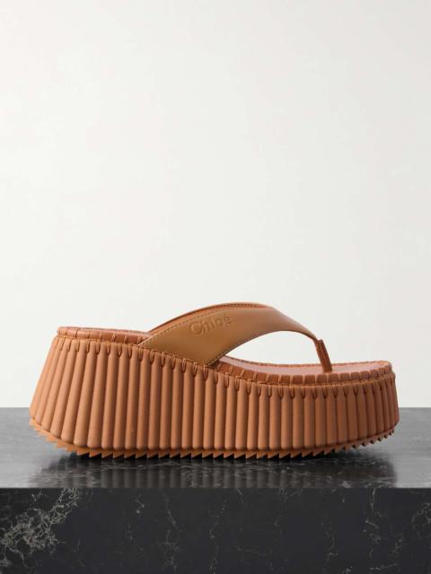 Nama leather platform flip flops Tan