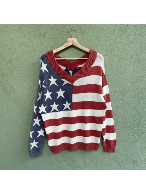 Other Designers Coloured Cable Knit Sweater - Vintage💥 90s RODEO CROWN American Flag RARE Knitwear FADED