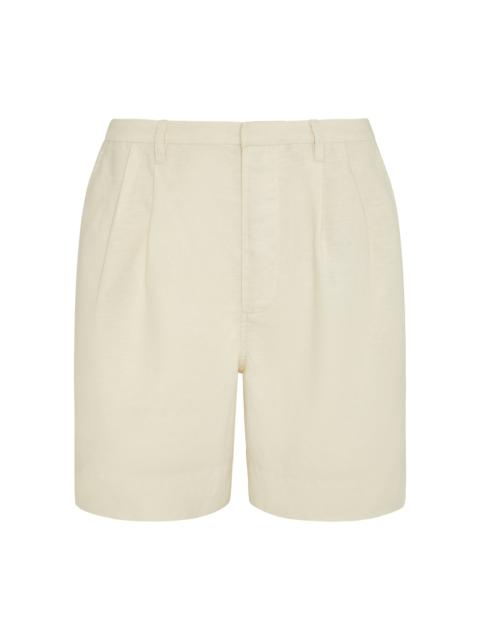 onia Air Linen Pleated Bermuda Shorts neutral