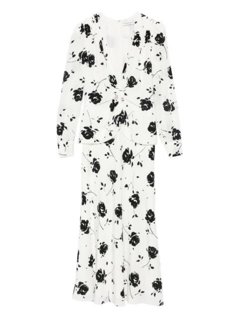 Alessandra Rich rose-print button-detail midi dress