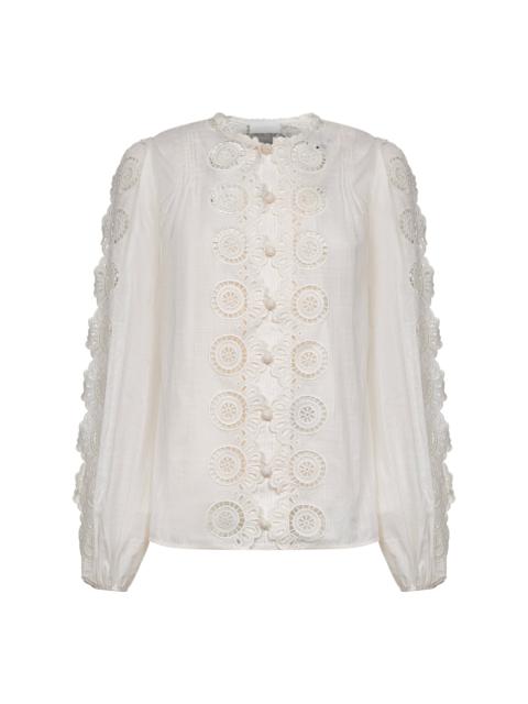 Zimmermann Ivory embroidered cotton Lucky blouse