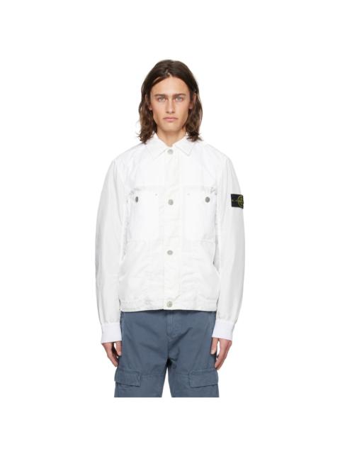 Stone Island White Garment-Dyed Jacket
