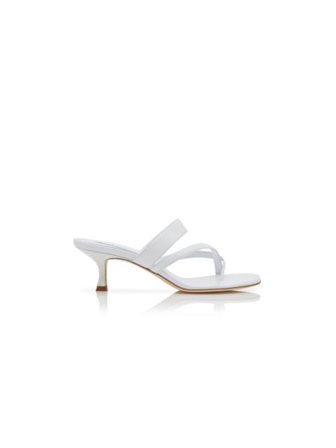 Manolo Blahnik White Nappa Leather Crossover Strappy Mules
