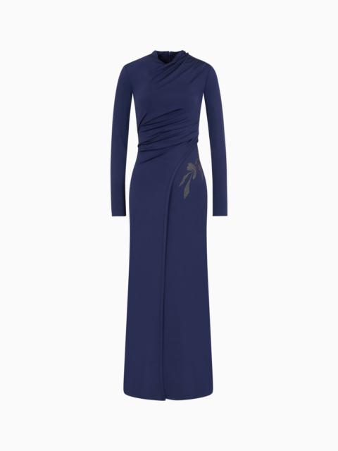 GIORGIO ARMANI ASV long dress in stretch viscose jersey with rhinestones