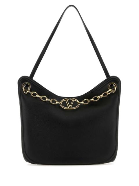 Valentino Valentino Garavani Women Black Leather Vlogo Moon Shopping Bag