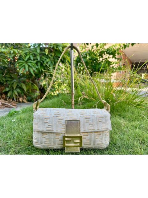 FENDI Authentic Fendi Zucca Metallic Lurex Baguette Shoulder Bag