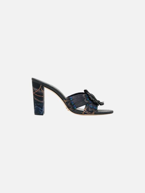 CAMILLA AZRA PRINTED RAFFIA MULE HEEL