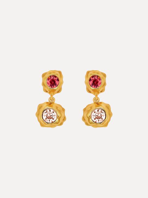 Oscar de la Renta TEXTURED METAL DOUBLE DROP EARRINGS