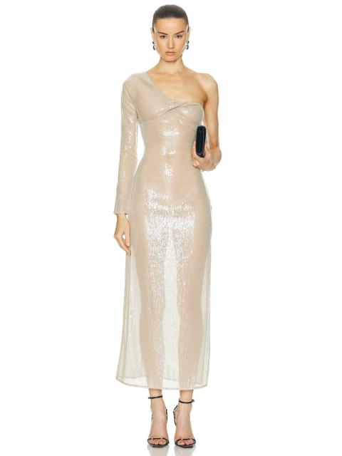 courrèges Twist Asymetrical Glitter Long Dress