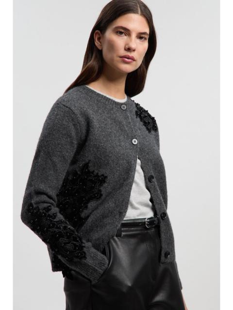 KAREN MILLEN Lace Embellished Cosy Knit Cardigan
